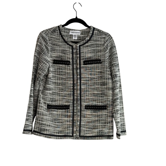 Cathy Daniels Jackets & Blazers - Black White S Plaid Tweed Lady Jacket Preppy Zip Front French Inspired.